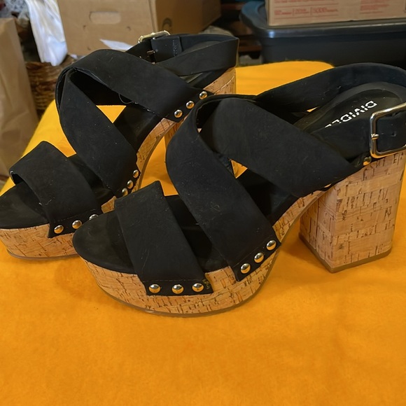 H&M Black Suede Cork Chunky Sandals NWOT - Picture 10 of 10